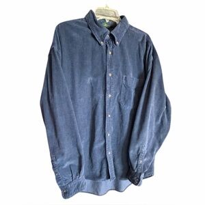 Club Room 90s Y2K Vintage Blue Corduroy Long Sleeve Button Down Sz XL